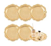 OLYCRAFT 6 Pack Plateau de servitude en or pour bijoux Plaque d'affichage bijoux 20cm Plateau vanité en métal vintage Plateaux ronds pour salle bain Parfums Bougies Clé Organiser