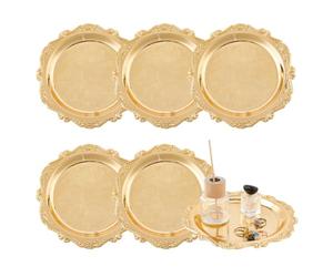 OLYCRAFT 6 Pack Plateau de servitude en or pour bijoux Plaque d'affichage bijoux 20cm Plateau vanité en métal vintage Plateaux ronds pour salle bain Parfums Bougies Clé Organiser