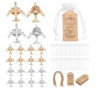OLYCRAFT 60 Set avion Party faveurs avion broche épine épines avions Party faveurs avec merci cartes sacs Organza agent de bord faveur pour l’aviation thème voyage aventure Parties faveur vacances