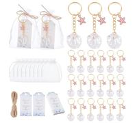 OLYCRAFT 60 Set Seashell Keychain Beach Party Favor Shell Beach Keychain Pearl Shell Bag Charm with Thank You Cards Organza Bags for Bridal Birthday Wedding Nautical Party Favors Bachelorette Supplies