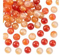 OLYCRAFT 62 Pièces de Perles D'Agate Rouge Naturelle 6mm Perles de Pierre Naturelle de Qualité A Cristal Énergie Pierre Ronde Orange Rouge Perles pour la Fabrication de Bijoux Bricolage