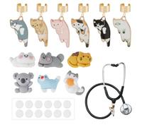 OLYCRAFT 6pcs breloque Stéthoscope pour Chat avec 6 cabochons en Résine Animale et Autocollant Étiquette D'Identification Stéthoscope pour Chat Breloques pour Stéthoscope Accessoires Stéthoscope
