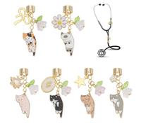 OLYCRAFT 6pcs chats stéthoscope charmes chats mignonnes stéthoscope Tag stéthoscopes personnalisés charme avec pendentif alliage stéthoscopes pendentif pour Docteur Infirmière Assistant médical