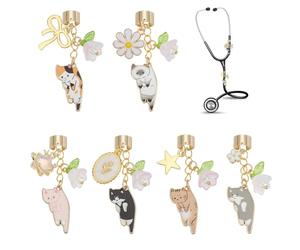 OLYCRAFT 6pcs chats stéthoscope charmes chats mignonnes stéthoscope Tag stéthoscopes personnalisés charme avec pendentif alliage stéthoscopes pendentif pour Docteur Infirmière Assistant médical