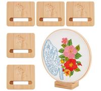 OLYCRAFT 6pcs support de Présentation Cerceau Broder Rectangulaire en Bois Chevalet Cerceau à Broder Motif Floral Support de Point de Croix Décoration pour Cerceau à Broder Jusqu'À 20cm