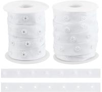 OLYCRAFT 8.6-9.1m Couture Bouton Pression Ruban Garniture Presse Bouton Ruban Blanc Polyester Bouton Ruban Couture Attache Plastique Bouton Pression Ruban Garniture pour Couture Artisanat - 4mm