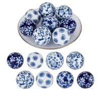 OLYCRAFT 8pcs Boules de Porcelaine Bleues et Blanches Perles de Porcelaine Faites à la Main 4cm Boule de Porcelaine Décorative Trou de 3mm Sphères D'Orbes en Céramique Flottantes