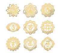 OLYCRAFT 9 Pcs Chakra Thème Métal Énergie Autocollant Auto-Adhésif Pyramide Autocollant Acier Inoxydable Doré Autocollants pour Scrapbooks DIY Résine Artisanat Décoration - 1.6 Pouces