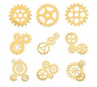 OLYCRAFT 9 Pcs Motif Roue Dentée Auto-Adhésif Doré Autocollants Autocollants Résine Époxy Autocollants Autocollant en laiton doré pour Résine Artisanat Téléphone Bouteille D'Eau Décoration 4x4 cm