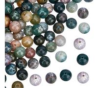 OLYCRAFT 90 pièces 8mm Perles de Pierres Précieuses D'Agate Indienne Perles D'Agate Naturelle Trou de 1 mm Perle de Pierres Précieuses Rondes Brins pour la Fabrication de Bijoux - Non Teint