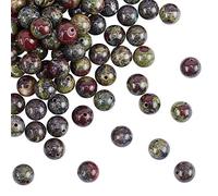 OLYCRAFT 94pcs 8mm Perles de Pierre de Sang de Dragon Naturel Perles de Jaspe Naturel Brins de Pierres Précieuses Rondes en Vrac Perles de Pierre D'Énergie pour Bracelet Collier Fabrication