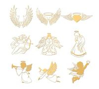 OLYCRAFT 9pcs 4x4cm Autocollants en métal doré Autocollants ange autocollants Cupidon autocollants d'amour autocollants époxy doré pour DIY Résine époxy art artisanat décoration bouteille d'eau