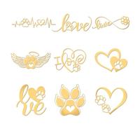 OLYCRAFT 9pcs 4x4cm Autocollants en métal doré autocollants de pattes de coeur autocollants autocollants de pattes d'ange autocollants pour DIY Resin Art Crafts Water Bottle Decor