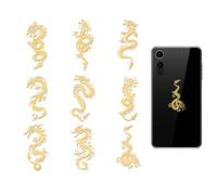 OLYCRAFT 9Pcs 4x4cm autocollants en métal doré Dragon chinois autocollants décoratifs autocollants en métal autocollants époxy pour DIY Scrapbooks de décoration en résine époxy