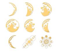 OLYCRAFT 9pcs 4x4cm Autocollants en métal doré Phase lunaire Lune auto-adhésifs Thème fantaisie Époxy dorés pour DIY Résine époxy Crafts Bouteille d'eau