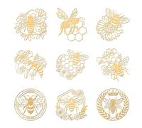 OLYCRAFT 9pcs 4x4cm Autocollants métal nid d'abeille motif marguerite autocollants or couronne tournesol autocollants métal or pour DIY Résine Artisanat Téléphone Bouteille d'eau Décor