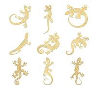 OLYCRAFT 9pcs 4x4cm Autocollants Thème Lézard Autocollants Lézard Aztèque Auto-Adhésifs Autocollants en Métal Doré Motif Gecko Autocollants en Métal pour Téléphone et Bouteille d'eau