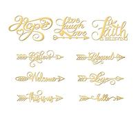 OLYCRAFT 9pcs 4x4cm Flèches de Mots Autocollants Or Métalliques - Mots Inspirants pour Scrapbooks, DIY Resin Crafts, Téléphone et Bouteille d'eau