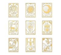 OLYCRAFT 9pcs 4x4cm Tarot Spirituels Joker Crâne Métal Or Lion Soleil Lune Divination Métal pour Scrapbooks DIY Artisanat Décoration Téléphone