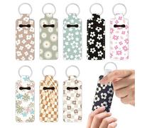 OLYCRAFT 9Pcs Porte-clés de rouge à lèvres porte-clés baume fleurs simples porte-cléses élastique porte-rouge lèvres portatif porte-rouges Boho Daisy Chapstick manche pour Chapstick