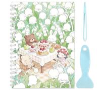 OLYCRAFT Album de Collection d'Autocollants Réutilisable Livre Stockage d'Autocollants Vierge Format A5 avec Papier de Délaminage Ours Lapin avec Pince et Plaque pour Collectionner les Autocollant