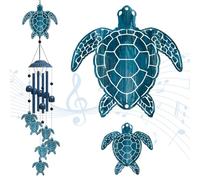 OLYCRAFT Carillon Éolien Tortue de Mer avec 4 Tube en Aluminium et 6 Cloches Suspendues Carillons Éoliens Décoratifs pour Patio Jardin Cour Décor Cadeaux de Festival d'anniversaire
