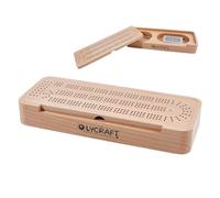 OLYCRAFT Coffret Cribbage en Bois Hêtre Portable Le Rectangle pour Famille | 318x126x45mm, 3.5mm Trou, Bois Naturel, 3 Plateaux à Pistes Cribbage de Voyage avec 2 Fentes de Rangement pour Soirées Jeux