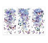 OLYCRAFT Fleurs Violettes Transferts pour Meubles et Artisanat 15x30cm Papillons Décalcomanies Décor