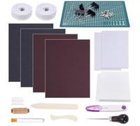 OLYCRAFT Kit complet de reliure de livres à faire soi-même - Kit de reliure de livres pour débutants - Outils de démarrage avec tapis de découpe de papier, alêne, ruban, tissu en cuir PVC pour loisirs