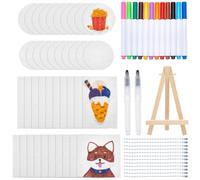 OLYCRAFT Kit de Peinture de Texture de Mousse Magique 3D Comprenant 50pcs Papier éponge rectangulaire 1pc chevalet Pliable 2pc pinceaux 12pc stylos d’Aquarelle et 40pc chaînes Boule pour Bricolage