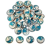 OLYCRAFT Lot 32 boutons Tige Lune et Étoile 7.5 mm 8 mm Plats Ronds Alliage Émaillé avec Trou 2 mm Métal Blazer Button Set pour Coudre Vêtements Costume Manteaux Uniforme Veste-4 styles