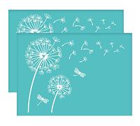 OLYCRAFT Lot de 2 pochoirs autocollants Motif pissenlit Maille Transferts Libellule pour peinture sur bois DIY T-shirt Tissu 19,6 x 14 cm