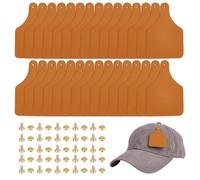 OLYCRAFT Lot de 30 étiquettes vierges en similicuir marron clair avec 30 rivets pour estampage d'étiquettes en forme d'oreille de vache 7,6 x 5,1 cm