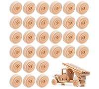 OLYCRAFT Lot de 30 roues en bois Roues en bois traité non fini avec trou de 0,1" pour voitures en bois Véhicules faisant le remplacement des pneus pour bricolage en bois