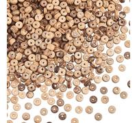 OLYCRAFT Lot de 496 perles rondes et plates en coquillage de noix de coco naturelles sur le thème de l'été pour boucles d'oreilles, bracelets, colliers, bijoux, loisirs créatifs, marron noix de coco