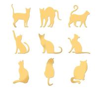 OLYCRAFT Lot de 9 autocollants en métal en forme de chat de 4,1 x 4,1 cm - Différents motifs de chat autocollants dorés pour scrapbooking, travaux manuels en résine, décoration de téléphone et