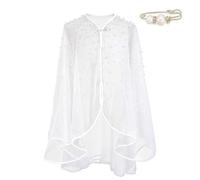 OLYCRAFT Pearl châle mariée perles Beige Capes mariage châle envelopper hausser Cape mariées Tulle voilé écharpe Tulle Cape de mariée pour les femmes robes mariages fête formelle Bolero Cover Up
