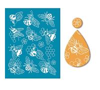 OLYCRAFT Pochoirs Argile Motif D'Abeilles Pochoir Sérigraphie Non Adhésif Pochoirs Maille Réutilisable Pochoirs Lavables Transfert pour Fabrication Boucles D'Oreilles Argile Polymère - 5x4 pouce