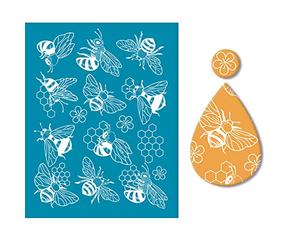 OLYCRAFT Pochoirs Argile Motif D'Abeilles Pochoir Sérigraphie Non Adhésif Pochoirs Maille Réutilisable Pochoirs Lavables Transfert pour Fabrication Boucles D'Oreilles Argile Polymère - 5x4 pouce