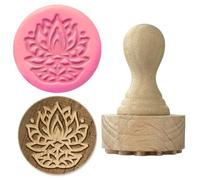 OLYCRAFT Tampons en Bois 2.7cm Mandala Lotus Tampon Rond en Argile en wood Rond en Bois Tampon en wood Naturel Tampons Ronds en Poterie Petit pour la Fabrication de Cartes Bricolage