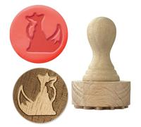 OLYCRAFT Tampons en Bois 2.7cm Tampon Rond en Forme de Renard Tampon en Argile en Bois seals Rond seals en Wood Naturel Tampons Ronds en Poterie Petit pour la Fabrication de Cartes Bricolage