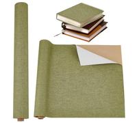 OLYCRAFT Tissu de Reliure Autocollant pour Carnet de Notes 100x43cm Tissu en Lin Vert Olive avec Support en Papier Couverture de Protection pour Carnet de Notes Scrapbooking Album Bricolage