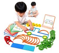 OLYGEE 142Pcs Montessori Smart Sticks, Educational Toys for 3 4 5 Year Old, Wooden Sticks and Rings Puzzle Game, Boost Creativity & Focus, Screen-Free Learning Gift for Toddlers Kids (2pcs)