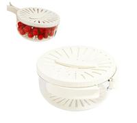 OLYGEE 2-in-1 Draining and Preservation Basket with Foldable Handle - Leak-Proof Drain and Store Basket for Fruits, Vegetables, Kitchen and Fridge (Write,Small)