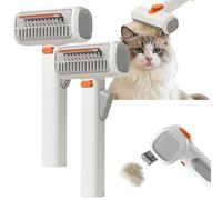 OLYGEE 2-in-1 Pet Self-Detangling & Grooming Comb, Professional Deshedding Tool with Stainless Steel Teeth for Dogs & Cats - Gentle Undercoat Rake for Long or Short Hair (2pcs)