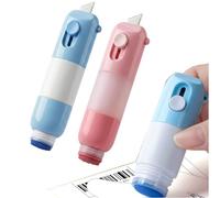OLYGEE 2-in-1 Thermal Paper Privacy Wipe Box Cutter, Label Correction Marker with Mini Box Cutter, Quick Thermal Paper Data Eraser Pen, Privacy Protection for Labels & Receipts (Blue+Pink)
