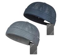 OLYGEE 2 Pack Brimless Hats for Men, Breathable Mesh Summer Hats, Ultra Cooling Adjustable Skull Cap Docker Beanie for Hip-Hop (D)