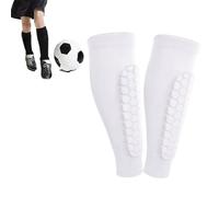 OLYGEE 2 Pair Shin Guards Kids 8-10, Soccer Shin Pads with Honeycomb Technology, Lightweight Breathable Leg Protective Gear (White,L)