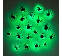 OLYGEE 3D Bat Design LED Decoration, 36 Pcs Halloween Light Up Bats, Hanging Wall Luminous Glow Clings for Home Bar Halloween Party (9 spiders)