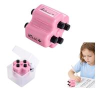 OLYGEE 4 in 1 Math Roller Stamp for Kids, Randomized Addition Subtraction Multiplication Practice, Reusable Digital Teaching Stamp with Ink Learning Tool Classroom Supplies (Pink)